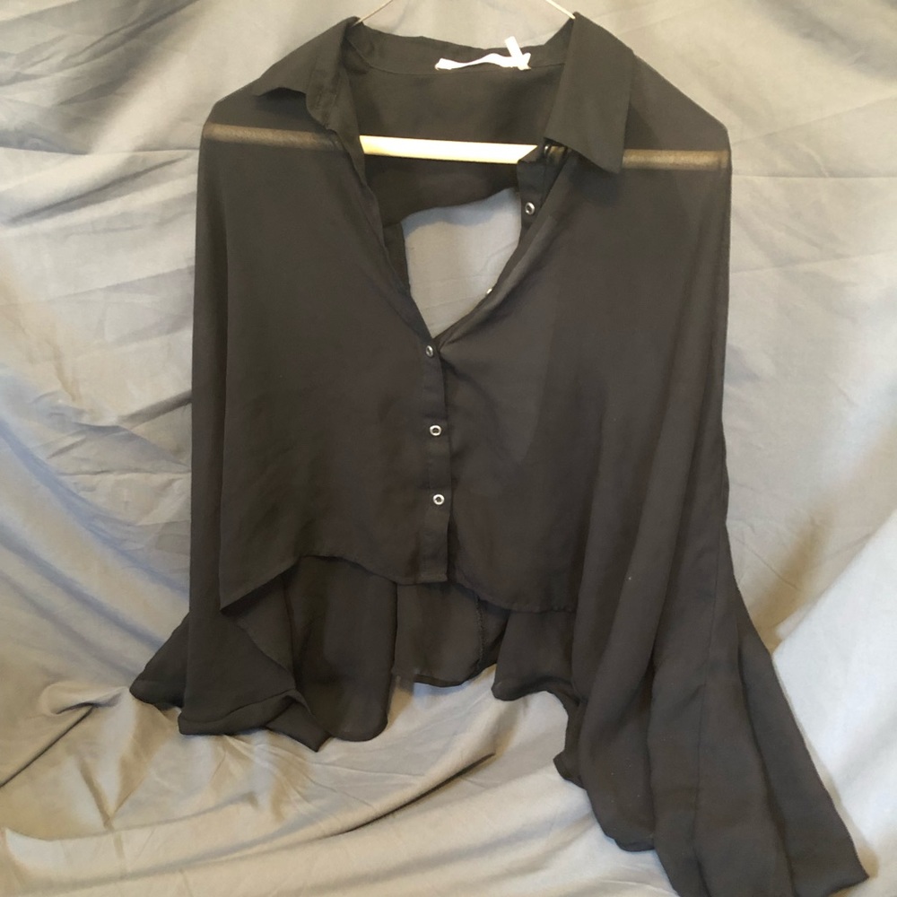 Sheer Open-Back Batwing Top